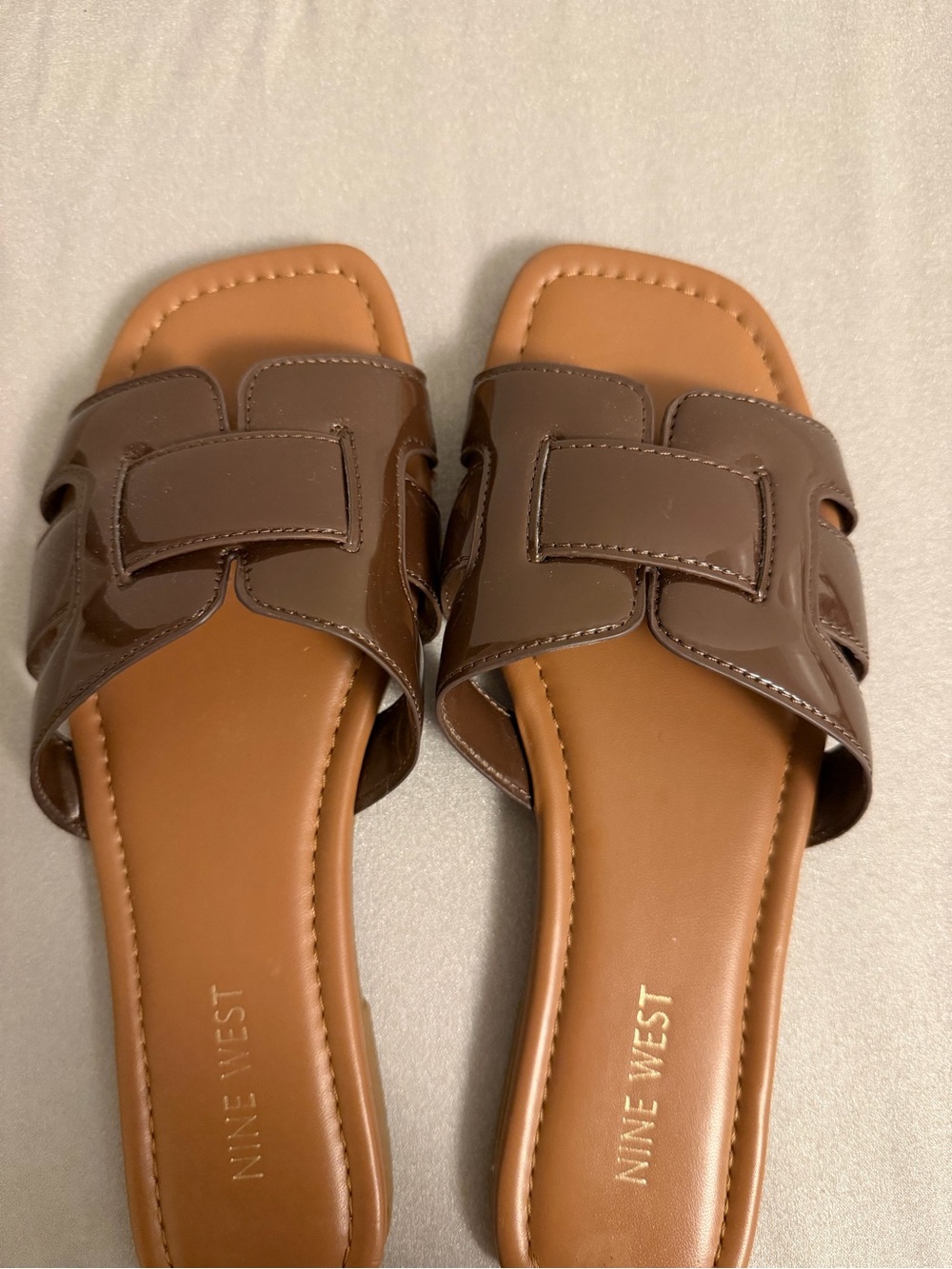 Nine West Brown Open-Toe Slide Mules